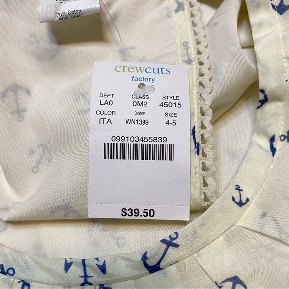 NEW Crewcuts Off-White Silk Anchor Print Nautical Sleeveless Top Tank Top Sz 4/5 - Picture 6 of 6